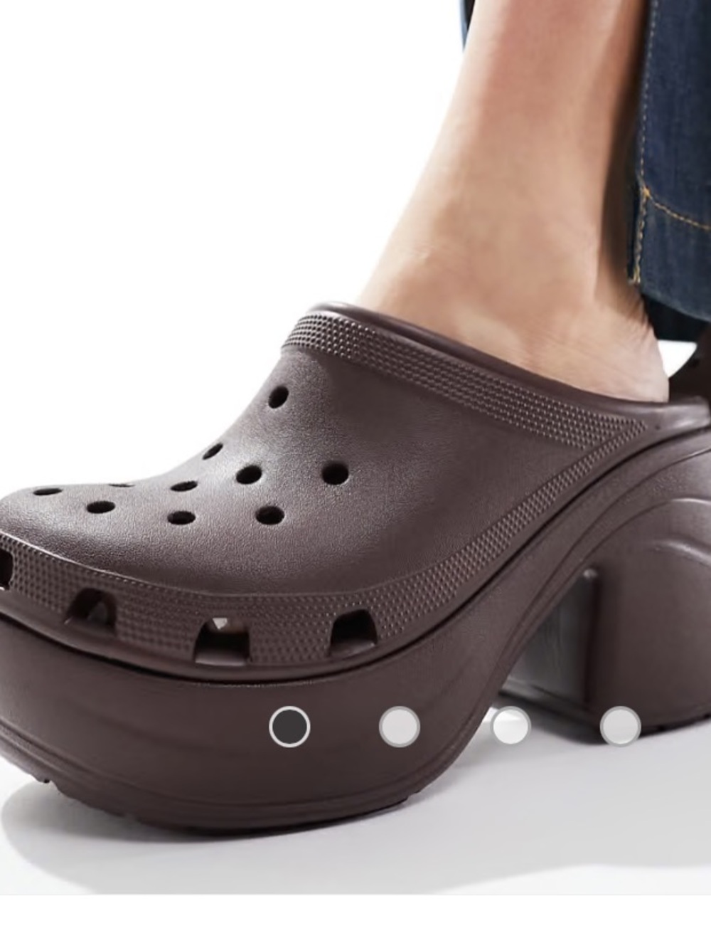 CROCS ICONIC COMFORT SIREN PLATFORM CLOGS AMIS BLOCK HEEL CHOCOLATE BROWN M4 W6 - Picture 2 of 12